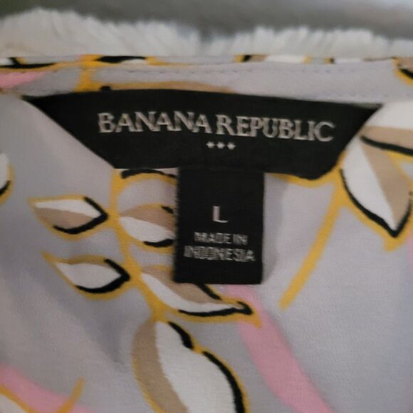 Banana Republic Top Womens Large Floral Short Sleeves Spring Summer Lightweight - Picture 5 of 8
